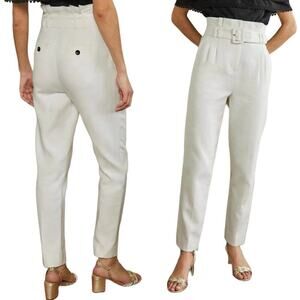 Boden White Ivory Carrie Paperbag Trousers Size US 16/18R Quiet Luxury Old Money